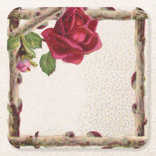 oud roos rustiek Victoriaans Antiek Kartonnen Onderzetters (Voorkant)