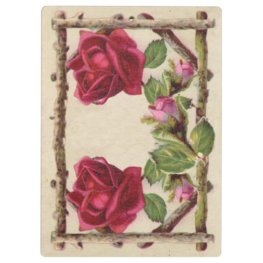 oud roos rustiek Victoriaans Antiek Klembord (Achterkant)