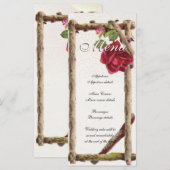  oud roos rustiek Victoriaans Antiek Menu (Voorkant / Achterkant)