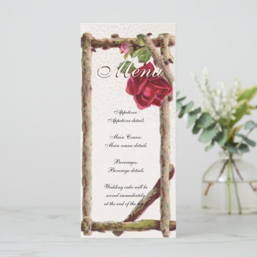 oud roos rustiek Victoriaans Antiek Menu (Staand voorkant)