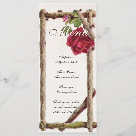  oud roos rustiek Victoriaans Antiek Menu (Voorkant)