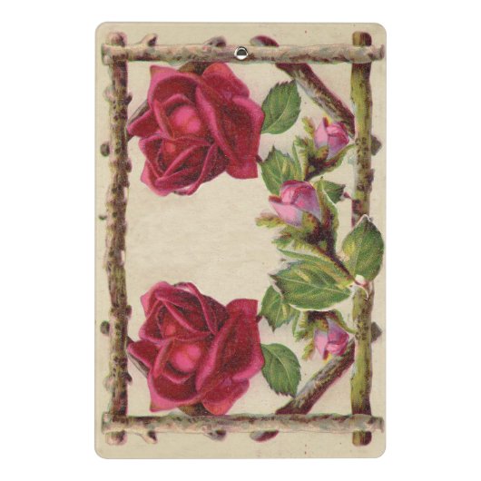 oud roos rustiek Victoriaans Antiek Mini Klembord (Achterkant)