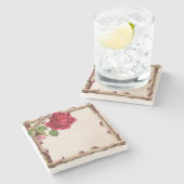  oud roos rustiek Victoriaans Antiek Stenen Onderzetter (Zijkant)