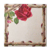 oud roos rustiek Victoriaans Antiek Tegeltje (Voorkant)