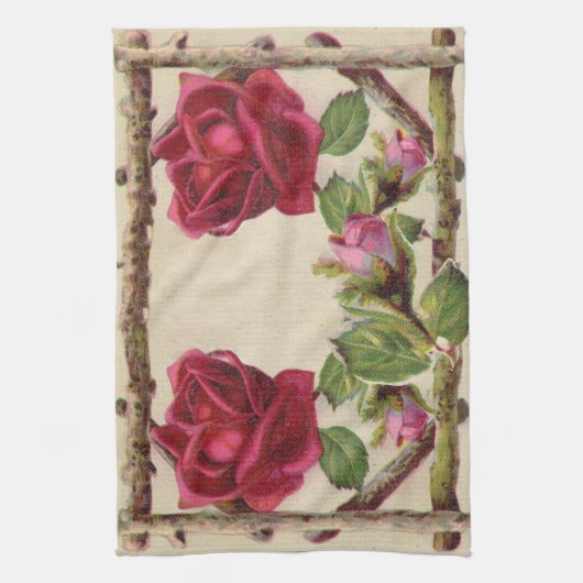 oud roos rustiek Victoriaans Antiek Theedoek (Verticaal)