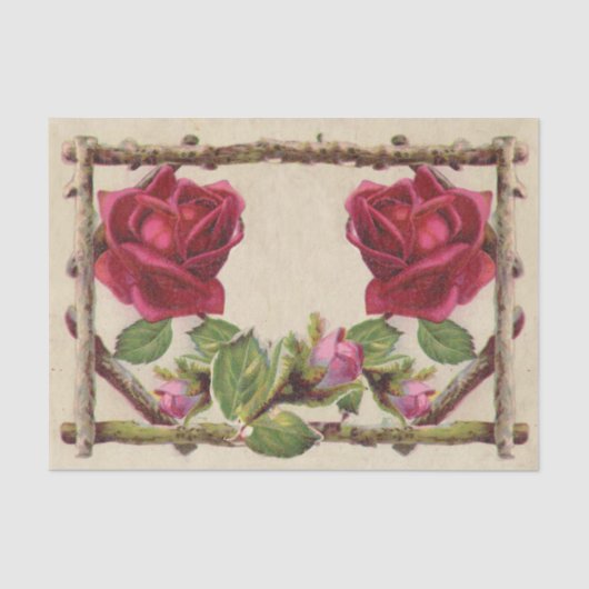  oud roos rustiek Victoriaans Antiek Tissuepapier (Voorkant)