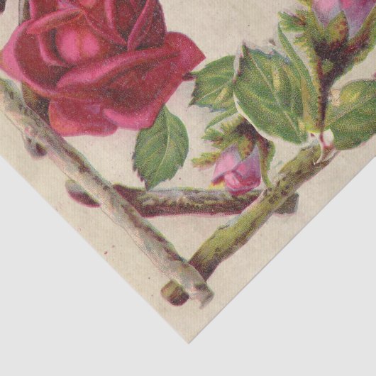  oud roos rustiek Victoriaans Antiek Tissuepapier (Detail)