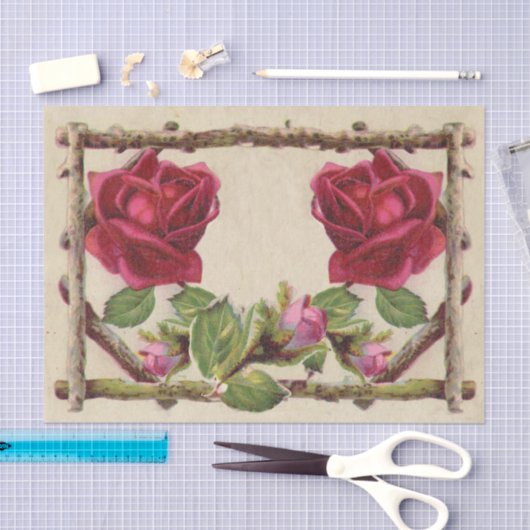  oud roos rustiek Victoriaans Antiek Tissuepapier (Craft)