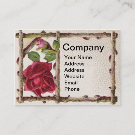 oud roos rustiek Victoriaans Antiek Visitekaartje (Voorkant)