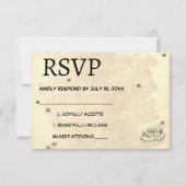 oud roulantisch oud papier, trouwe bruiloft RSVP kaartje (Voorkant)