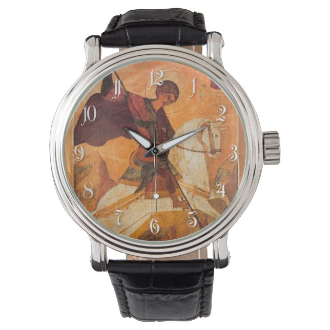 Oud Russisch icoon van St.George Horloge (Voorkant)