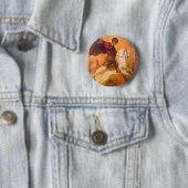 Oud Russisch icoon van St.George Ronde Button 5,7 Cm (In situ)