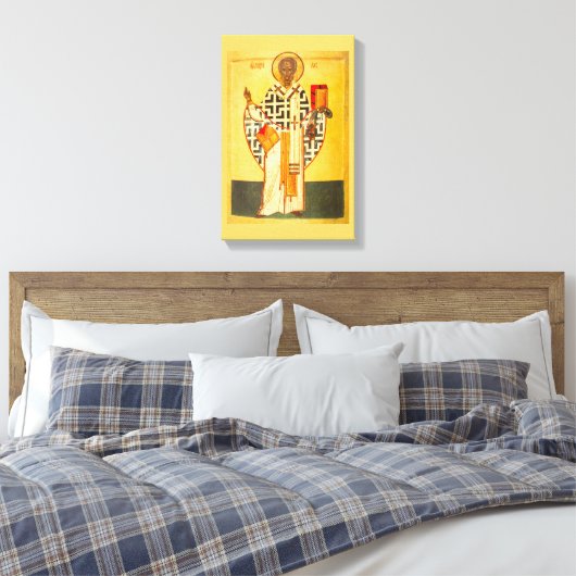 Oud Russisch icoon van St.Nicholas Canvas Afdruk (Insitu (Slaapkamer))