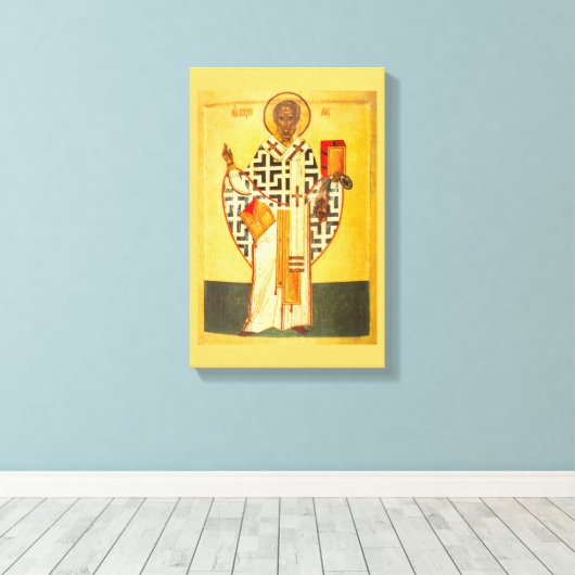 Oud Russisch icoon van St.Nicholas Canvas Afdruk (Insitu (Houten vloer))
