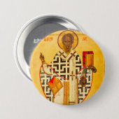 Oud Russisch icoon van St.Nicholas Ronde Button 7,6 Cm (Voorkant /achterkant)