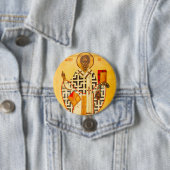 Oud Russisch icoon van St.Nicholas Ronde Button 7,6 Cm (In situ)