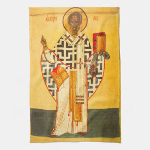 Oud Russisch icoon van St.Nicholas Theedoek