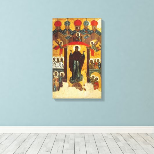 Oud Russisch pictogram De Intercessie Canvas Afdruk (Insitu (Houten vloer))