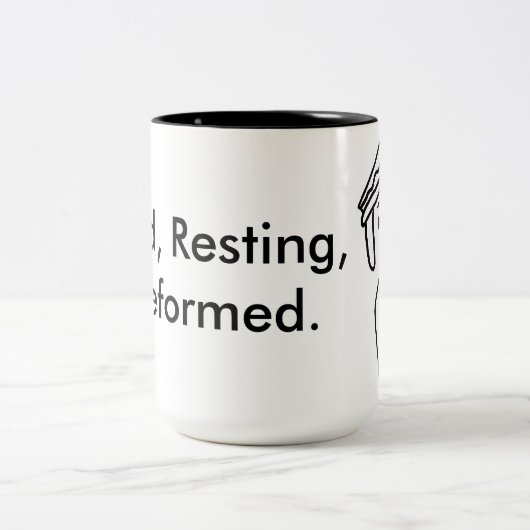 Oud, rust, hervormd. tweekleurige koffiemok (Center)