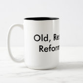 Oud, rust, hervormd. tweekleurige koffiemok (Links)