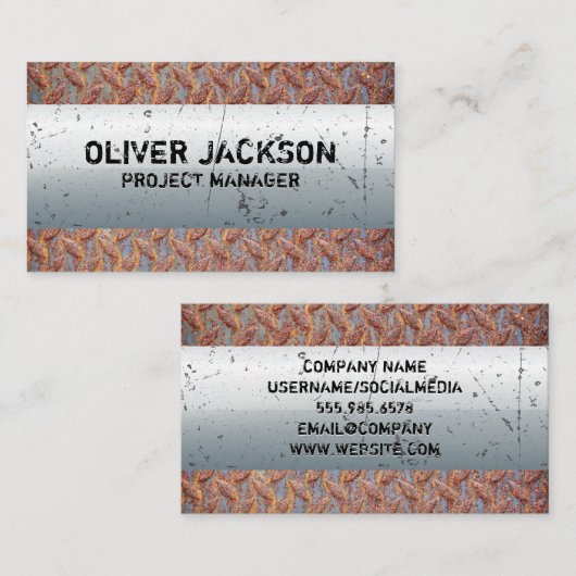 Oud Rusted Metal | Metallic bekraste achtergrond Visitekaartje (Voorkant / Achterkant)