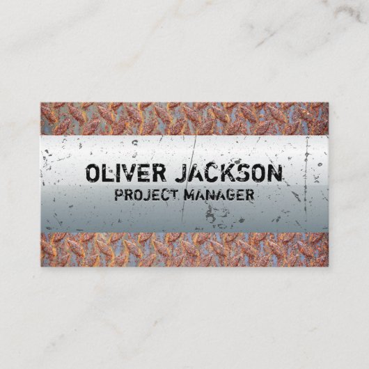 Oud Rusted Metal | Metallic bekraste achtergrond Visitekaartje (Voorkant)