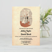  oud Rustic Funny Couple Chic Retro Wedding Kaart (Staand voorkant)