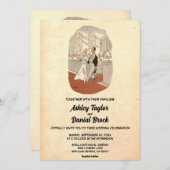  oud Rustic Funny Couple Chic Retro Wedding Kaart (Voorkant / Achterkant)