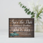  oud Rustic Wedding met Truck Save the Date Briefkaart (Staand voorkant)