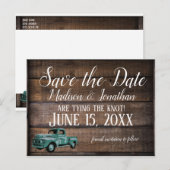  oud Rustic Wedding met Truck Save the Date Briefkaart (Voorkant / Achterkant)