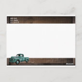  oud Rustic Wedding met Truck Save the Date Briefkaart (Achterkant)