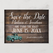 oud Rustic Wedding met Truck Save the Date Briefkaart (Voorkant)