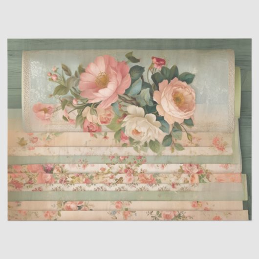 Oud Rustiek Bloemendecoupage Tissuepapier (Voorkant)