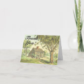 Oud rustiek huis, "Dank je!" Kaart (Voorkant)