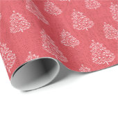 Oud Rustiek Rood Kerstbomen Patroon Cadeaupapier (Rol Hoek)