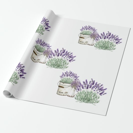 Oud-Rustieke Lavendel Witte Inpakpapier (Uitgerold)