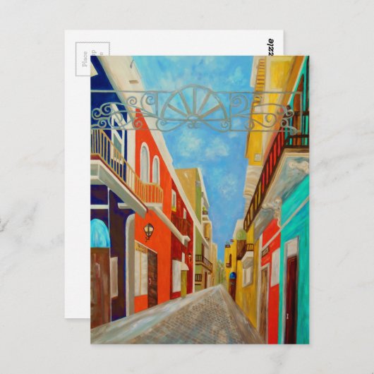 Oud San Juan Fine Art Painting Briefkaart (Voorkant / Achterkant)