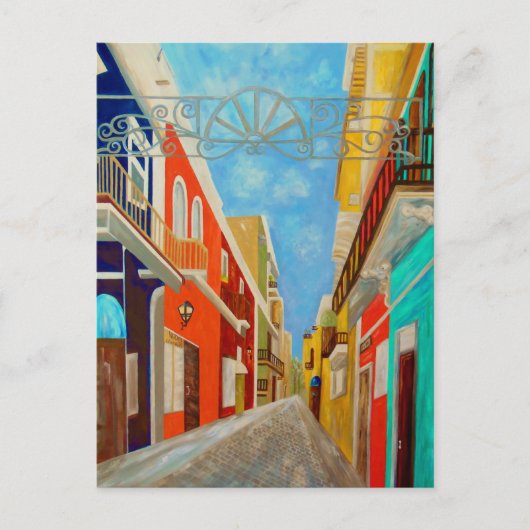 Oud San Juan Fine Art Painting Briefkaart (Voorkant)