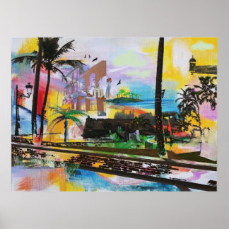 Oud San Juan, Puerto Rico - kunstwerk collage Poster