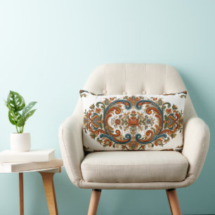Oud Scandinavisch Rosemaling Bloempatroon Kussen