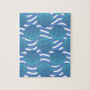 Oud schelp en golven patroon legpuzzel