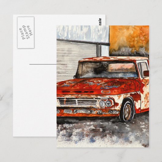 oud schilderij van chevy chrevrolet , antiek kunst briefkaart (Voorkant / Achterkant)