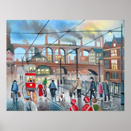 Oud schilderij van Stockport viaduct Poster (Voorkant)