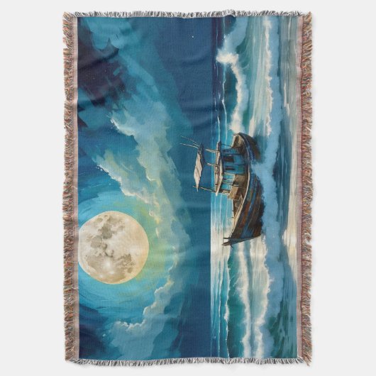 Oud schip aan zee deken (Voorkant Verticaal)