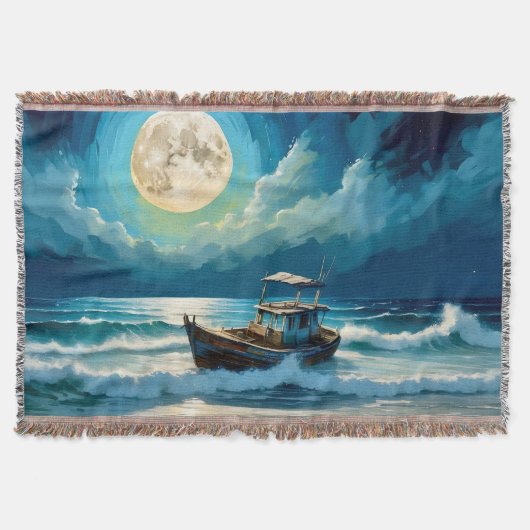 Oud schip aan zee deken (Voorkant)