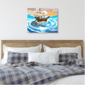 Oud schip dat in een draaikolk valt canvas afdruk (Insitu (Slaapkamer))