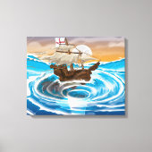 Oud schip dat in een Whirlpool valt Canvas Afdruk (Voorkant)