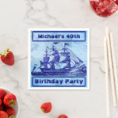 Oud schip en kaart Blauwe strand Partij Servetten (Insitu)