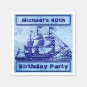 Oud schip en kaart Blauwe strand Partij Servetten (Voorkant)
