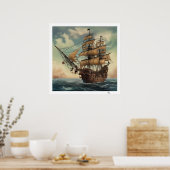 Oud schip poster (Keuken)